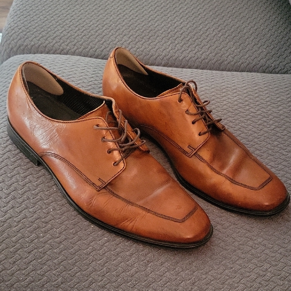 Cole Haan Apron Toe Brown Leather Oxford sz 10M Dress Men's Shoes Nike Air Sole